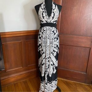Women Halter Sun Dress Sz Med Black/White
